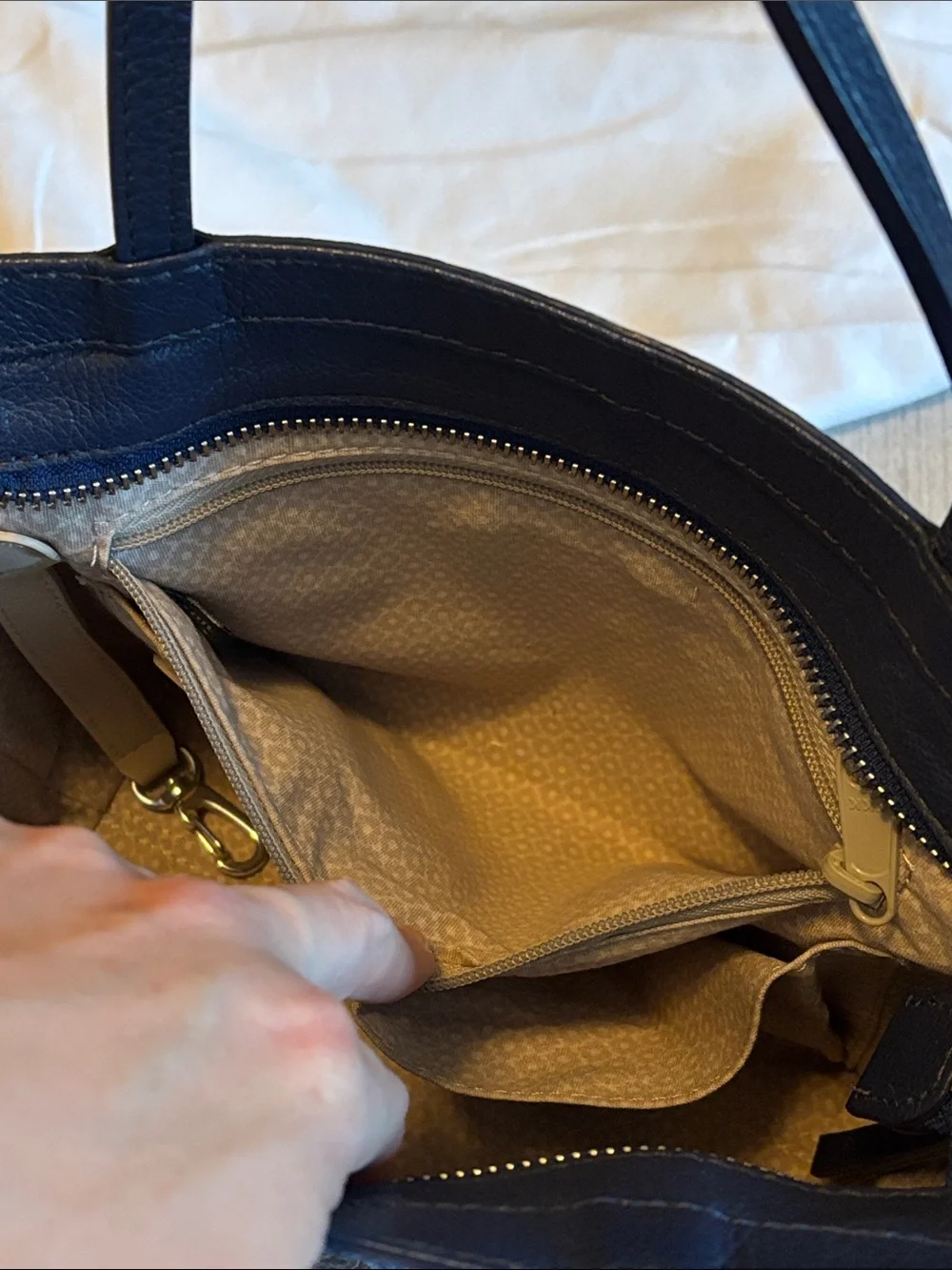 Brighton Mabel Small Tote - Handbag Navy Leather Floral